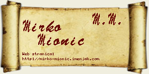 Mirko Mionić vizit kartica